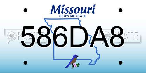 586DA8 Missouri License Plate