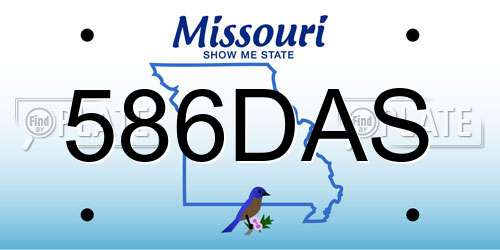 586DAS Missouri License Plate
