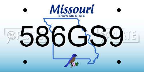 586GS9 Missouri License Plate