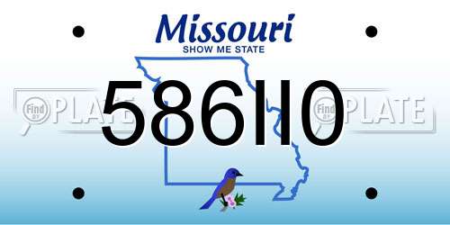 586II0 Missouri License Plate