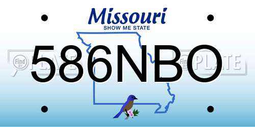 586NBO Missouri License Plate
