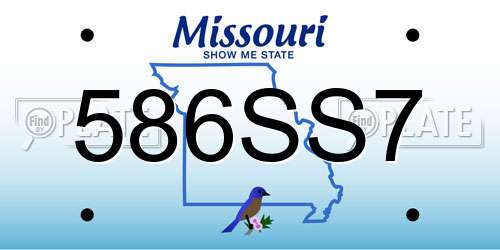 586SS7 Missouri License Plate