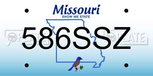 586SSZ Missouri License Plate