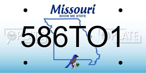 586TO1 Missouri License Plate