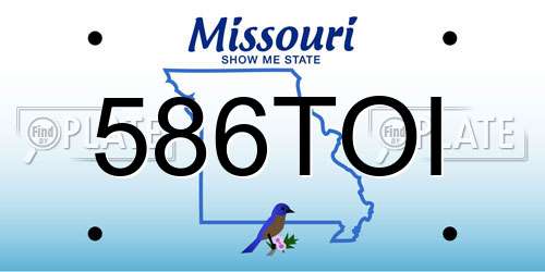 586TOI Missouri License Plate
