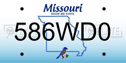 586WD0 Missouri License Plate