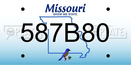 587B80 Missouri License Plate