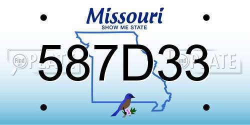 587D33 Missouri License Plate