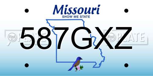 587GXZ Missouri License Plate