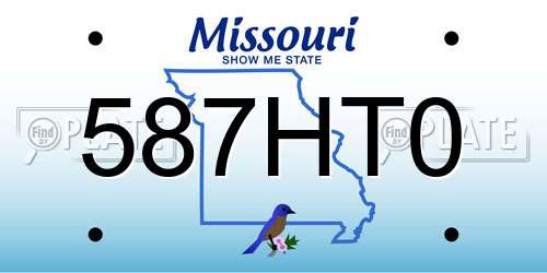587HT0 Missouri License Plate