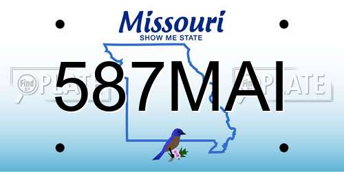 587MAI Missouri License Plate