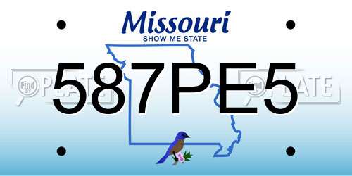587PE5 Missouri License Plate