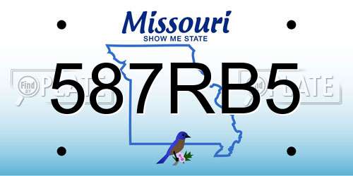 587RB5 Missouri License Plate