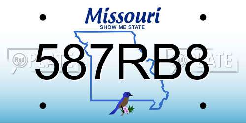 587RB8 Missouri License Plate