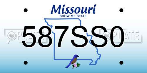 587SS0 Missouri License Plate
