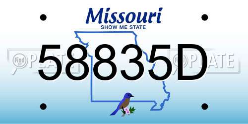 58835D Missouri License Plate