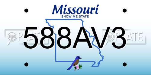 588AV3 Missouri License Plate