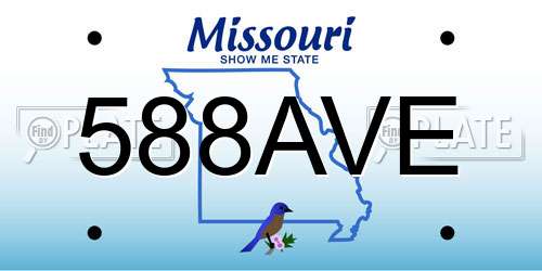 588AVE Missouri License Plate