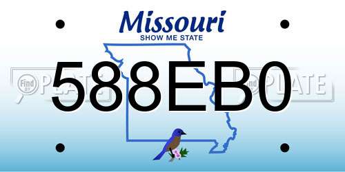 588EB0 Missouri License Plate