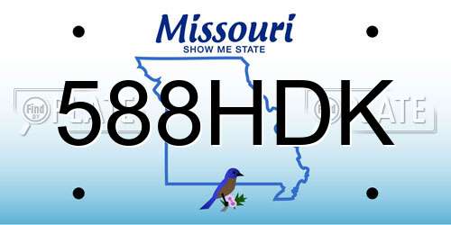 588HDK Missouri License Plate