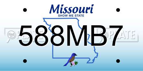 588MB7 Missouri License Plate