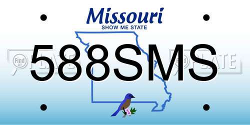 588SMS Missouri License Plate
