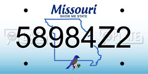 58984Z2 Missouri License Plate