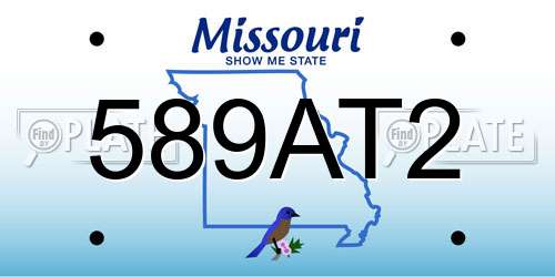 589AT2 Missouri License Plate