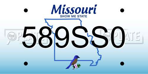 589SS0 Missouri License Plate