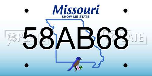 58AB68 Missouri License Plate