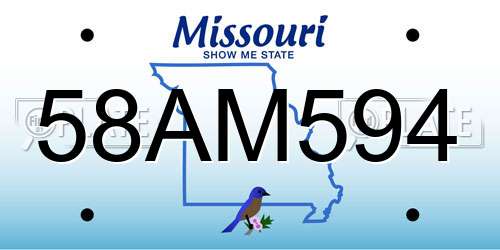 58AM594 Missouri License Plate
