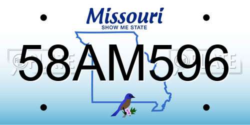 58AM596 Missouri License Plate