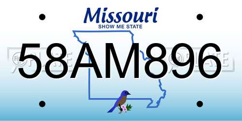 58AM896 Missouri License Plate