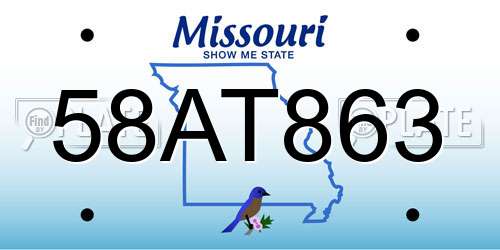 58AT863 Missouri License Plate