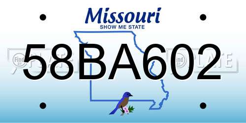 58BA602 Missouri License Plate