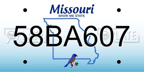 58BA607 Missouri License Plate