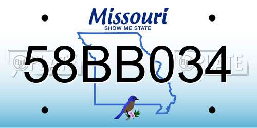 58BB034 Missouri License Plate