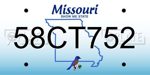 58CT752 Missouri License Plate