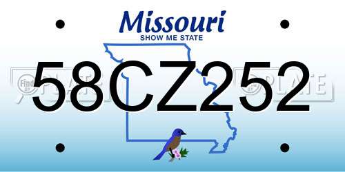 58CZ252 Missouri License Plate