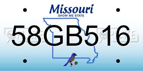 58GB516 Missouri License Plate