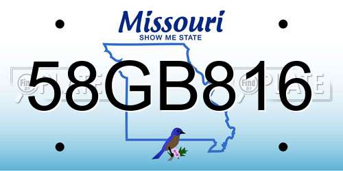 58GB816 Missouri License Plate