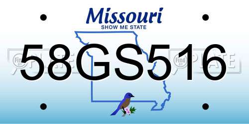 58GS516 Missouri License Plate