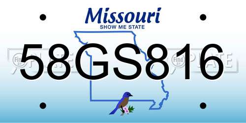 58GS816 Missouri License Plate