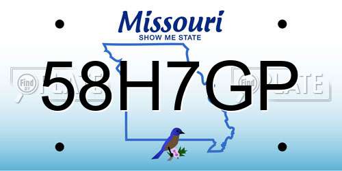 58H7GP Missouri License Plate