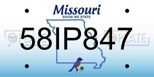 58IP847 Missouri License Plate