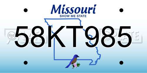 58KT985 Missouri License Plate