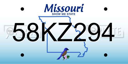 58KZ294 Missouri License Plate