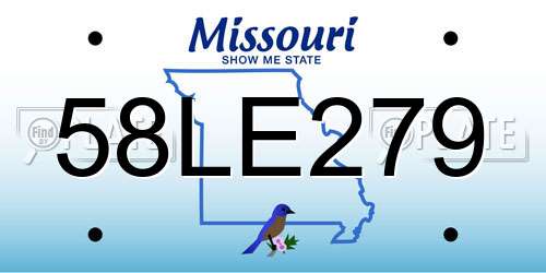 58LE279 Missouri License Plate