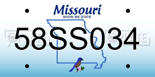 58SS034 Missouri License Plate