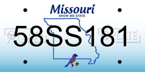 58SS181 Missouri License Plate